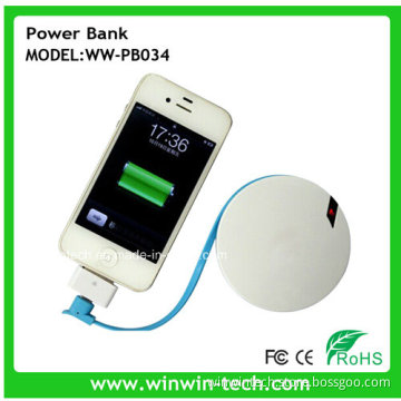 Easy to Recharge Built in Cable Power Bank with 3000mAh
